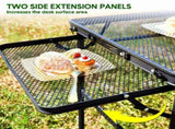 Folding Grill Table 135x60cm Portable Height Adjustable Camping Table with 2 Wing Panels Mesh V985-GRILLTABLE