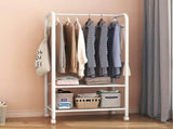 2Tier Rolling Free-Standing Clothing Garment Rack Closet Organizer Open Wardrobe V767-JJ-ZY188