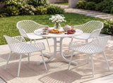 Gardeon 5PCS Outdoor Dining Set Table and Chairs Patio Furniture Garden Diamond White ODF-DIN-5STFD-130-WH