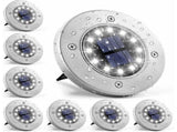 Light 12 LEDs 8 pcs White Solar Ground Lights Stainless Steel Waterproof For Outdoor Garden Patio V1188-MS-227-1598