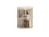 Rotating circular bookshelf 2 layers- Cream White Multi-Layer Storage Rack, 40.5x40.5x69.5cm V888-ELOSUNG548