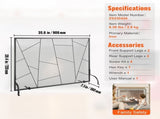 Fireplace Screen Single Panel, Sturdy Iron Mesh Fireplace Screen, 906MM Spark Guard V952-BLMHSJY3545I7H0S1V0