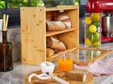 CARLA HOME Double Layer Bamboo Bread Box for Kitchen Counter with Large Capacity and Transparent LSB-36092