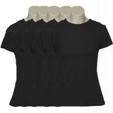 5x Womens 100% Cotton T-Shirt Plain Basic Tee Casual Top in Black V563-BR-5WSHIRT-BLK-14