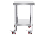 24x18x34 Inch Stainless Steel Work Table 3-Stage Adjustable Shelf with 4 Wheels Heavy Duty V952-CFGZT24X18X34YC01V0