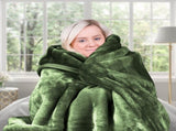 Laura Hill 600-GSM Mink Blanket Queen Size Double-Sided Soft Plush Bed Faux Throw Rug Wine Gree MINK-GN
