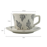 High-Fired Ceramic Stoneware Speckle Cup & Saucer Set 380ml Floral Tea Spoon EARTHY GREY V274-HA-LA-P0024817-BK