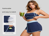 White S Size Women's Linear Sports Set - Polyester Spandex Blend with Adjustable Straps, Removable V888-ELOSUNG53883