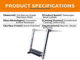 Telescoping Marine Ladder with 316 Stainless Steel Frame and Anti-Slip Steps for Boats, Yachts, V1341-ZY-ZC93S74A-4-STEP