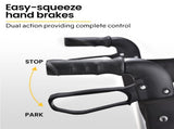 EQUIPMED 2-in-1 Folding Rollator Wheelchair Adjustable Mobility Walker w/ Park Brakes & Bag, Silver V219-EQHCRL22A