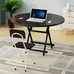 SOGA Black Dining Table Portable Round Surface Space Saving Folding Desk Home Decor TABLERD723