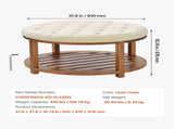 Large Round Ottoman Coffee Table, 81 cm Tufted Coffee Table with Wood Shelf Storage, Linen V952-BYJDYXWSJKFSU67U8001V0