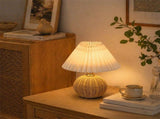 Elegant Pleated Table Lamp, Versatile Ambient Light, Stylish Rattan Ball Design, Perfect for Bedroom V1192-AZ-W-24292