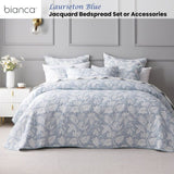Bianca Laurieton Blue Jacquard Botanical Bedspread Set King Single V442-BCA-BEDSPREAD-LAURIETON-BLUE-KS
