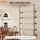 Industrial Pipe Shelf, 5 Tier 2PCS, 9.84in Applicable Board Width Wall-Mount Floating Rustic Wood V952-JSGZWJYGWMBHN3J8IV0