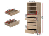 Artiss 6 Chest of Drawers Tallboy Cabinet Pine FURNI-N-CDR-6D3S-WD-AB