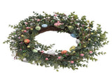 18 Inch Artificial Easter Wreath with Pastel Eggs Colorful Berries Easter Egg Wreath for Front Door V1294-YM0901-3115250001311