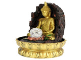 Resin Water Fountain Ornaments Meditating Buddha Statue LED Lighted Tabletop Fountain Home V1294-YM0901-3111200176212
