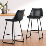 Artiss 4x Bar Stools Leather Padded Metal Legs Black BA-TW-8068-BKX4