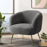 Artiss Armchair Lounge Chair Accent Chairs Arm Armchairs Sherpa Boucle Charcoal UPHO-C-ARM-6020-CH