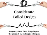 2 Packs 44-1/2'' Trailer Safety Cables, Vinyl-Coated Coiled Towing Chain, 7/16'' Snap Hooks with V1259-DP01-A-883
