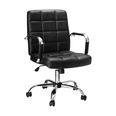 Artiss Office Chair PU Leather Mid Back Black OCHAIR-H-5901-BK