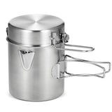 1L Stainless Steel Cooking Kettle Portable Outdoor Camping Backpacking Pot with Foldable Handle V1366-AZ2-W-18580