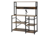 Artiss 5-Tier Kitchen Rack with Power Outlets 90CMX153CM Microwave Storage Shelf KR-MEL-5S-90-2AC-BKBR