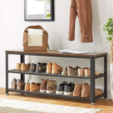 VASAGLE Shoe Bench Rack with 2 Shelves Rustic Brown and Black V227-9101101003993