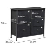 Levede Chest of 5 Drawers Storage Cabinet CH1107-5-DG