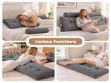 Artiss Headboard Pillow Queen Wedge Backrest Triangular with 2 Cushions Grey BED-HEAD-TRAR-Q-GY