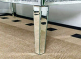Silver Mirrored Coffee Table with Crushed Crystal Diamond Inlay Rectangular Center Table for Living V767-CJ-Z1831
