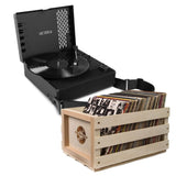 Victrola Revolution Go Turntable - Black Bundled Record Storage Crate V398-VTR-750SB-BLK-BSC
