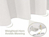 Waffle shower curtain - 80x180CM - White - With 6 plastic hooks - For bathroom and toilet - White V1188-NK-BOL-157
