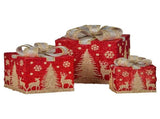 Christabelle Set of 3 Christmas Gift Box Display with LED Lights and Bows Decoration Ornament 112_MHA613