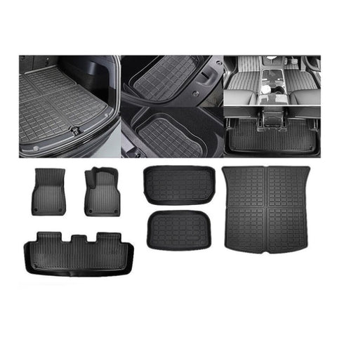 6 piece Tesla Model Y Floor Mats for Front and Rear Trunk Front Passenger and Driver Side V63-847811