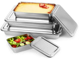 4PCS Stainless Steel Cake Pan With Lid Set, Rectangle Sheet Baking Pan, Food-Safe, Multiple Sizes, V1369-AZ3-W-08710