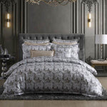 Davinci Trieste Silver Yarn-dyed Metallic Jacquard Quilt Cover Set Super King V442-LED-QUILTCS-TRIESTE-SILVER-SK