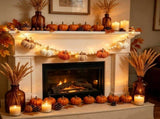 Fall Knit Pumpkin Garland With String Lights Handmade Crochet Pumpkin Hanging Decor for Halloween V1366-AZ2-W-13186