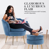 Armchair Padded Lounge Chair Accent Velvet Shell Scallop NAVY BLUE V274-FT-VAC-1596-NV
