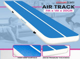 Powertrain Airtrack 20cm Thick 7m x 1m Inflatable Gymnastics Tumbling Mat Air Track - Blue IFM-0701-BUWH