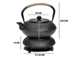 1.2L Cast Iron Teapot and Warmer Set Tea Kettle Iron Bottle With Stainless Steel Mesh Infuser and V985-TEAPOTSET