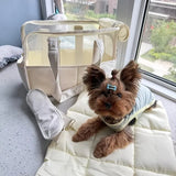 Cream Style Pet Tote Bag Breathable Mesh, Anti-Sag Base, L Size for Cats & Dogs, Detachable Strap, V1232-LXB-GG-001