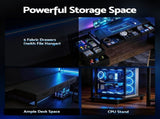 Artiss 200cm L Shaped Gaming Desk Computer Desk with LED Lights & Power Outlets MET-FC-25219-BK-AB