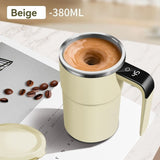 Self-Stirring Coffee Mug Automatic Stir Mug LED Temperature Mug Rechargeable - White - Size 380ML V1106-DSZ-001-001-WHT-380ML