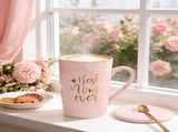 Best Mom Ever Coffee Mug Gift Set with Lid, Spoon & Coaster, 14oz Pink Marble Ceramic Cup for V1107-CS-DLSMKBF