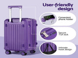 Wanderlite 2pcs Trunk Luggage Suitcase Travel Carry On TSA Lock 12" 20" Purple LUG-ABS-TRUK-12-20-PR