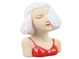 Girl Face Vase Modern Decorative Sculpture Ceramic Head Flower Vase for Living Room Bedroom Office V1294-YM0706-3115230067111
