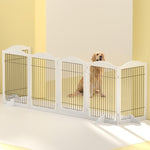 i.Pet Dog Playpen Enclosure 6 Panel Pet Fence Wooden Play Pen PET-DOGPLAYPEN-85-WH