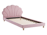 Artiss Single Bed Frame Scallop Upholstered Headboard Pink Velvet Platform Base Support up to 180kg BFRAME-G-ROSY-S-PK-AB